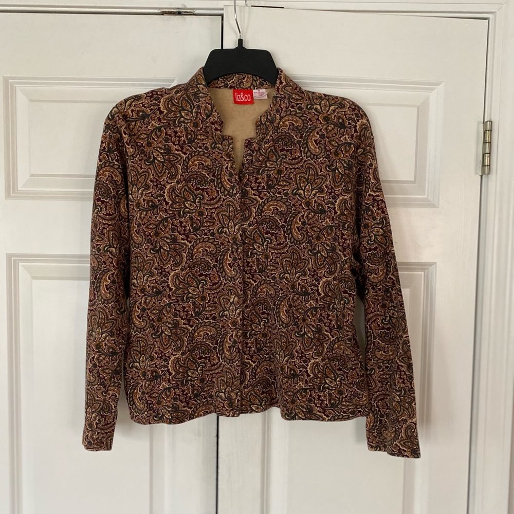 Vintage Liz & Co Paisley Button Down Long Sleeve Shirt or Cardigan Shirt